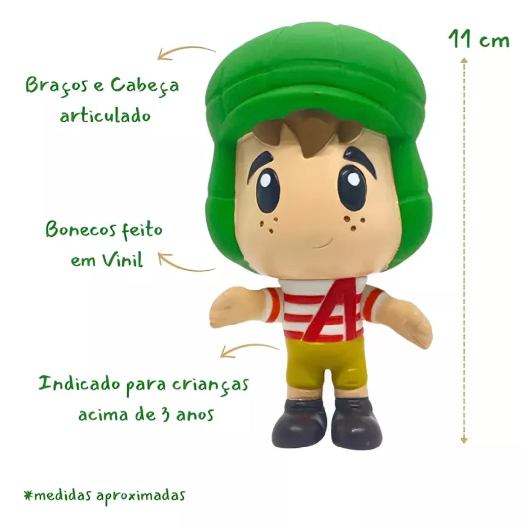 Kit Bonecos de Vinil Chaves - Sr. Barriga, Chaves, Dona Florinda e Quico