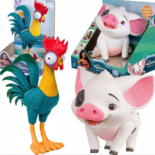 Moana - Kit 2 bonecos - Porquinho Pua e Galo Hei Hei