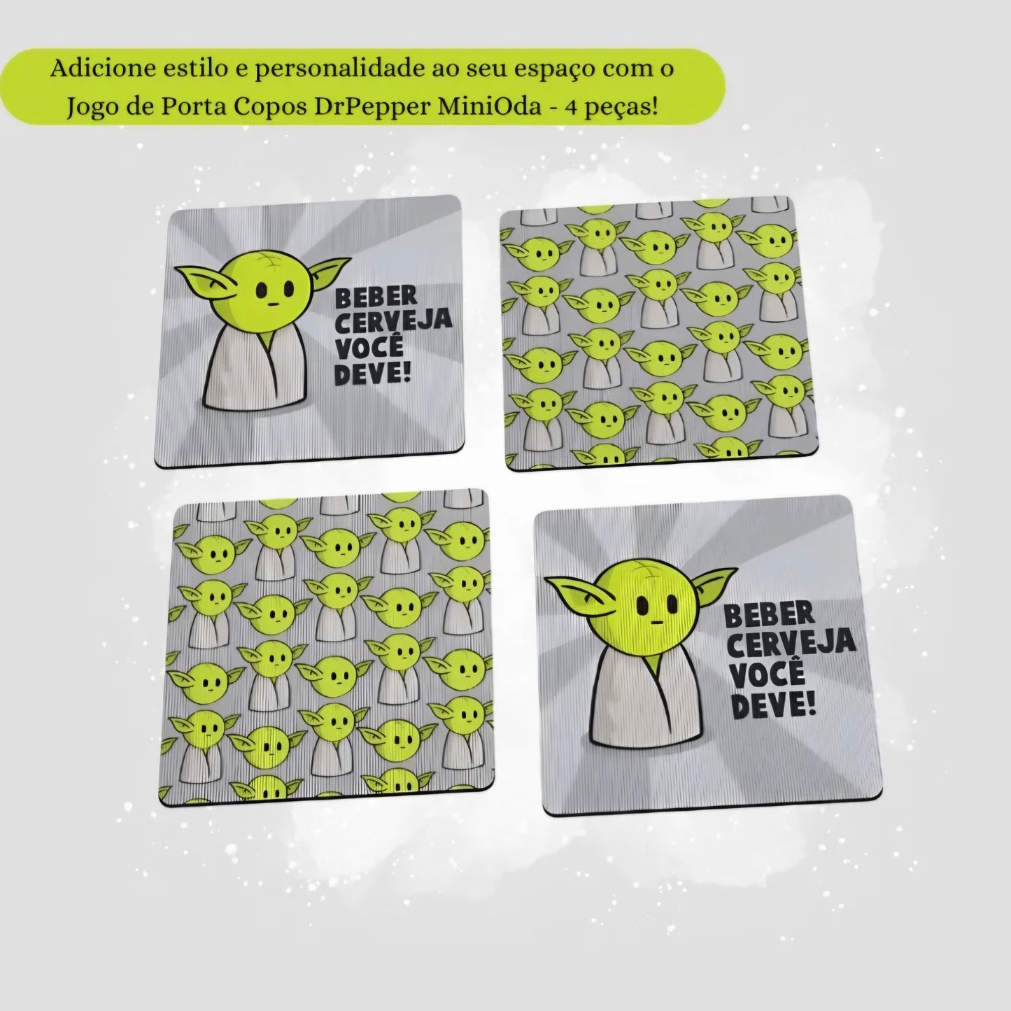 Jogo de Porta Copos Star Wars Yoda - 4 peças