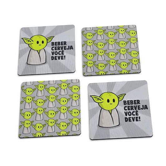Jogo de Porta Copos Star Wars Yoda - 4 peças